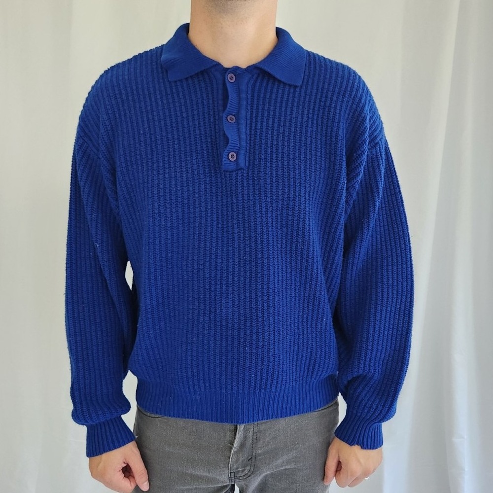 80s Blue Collared‎ Sweater